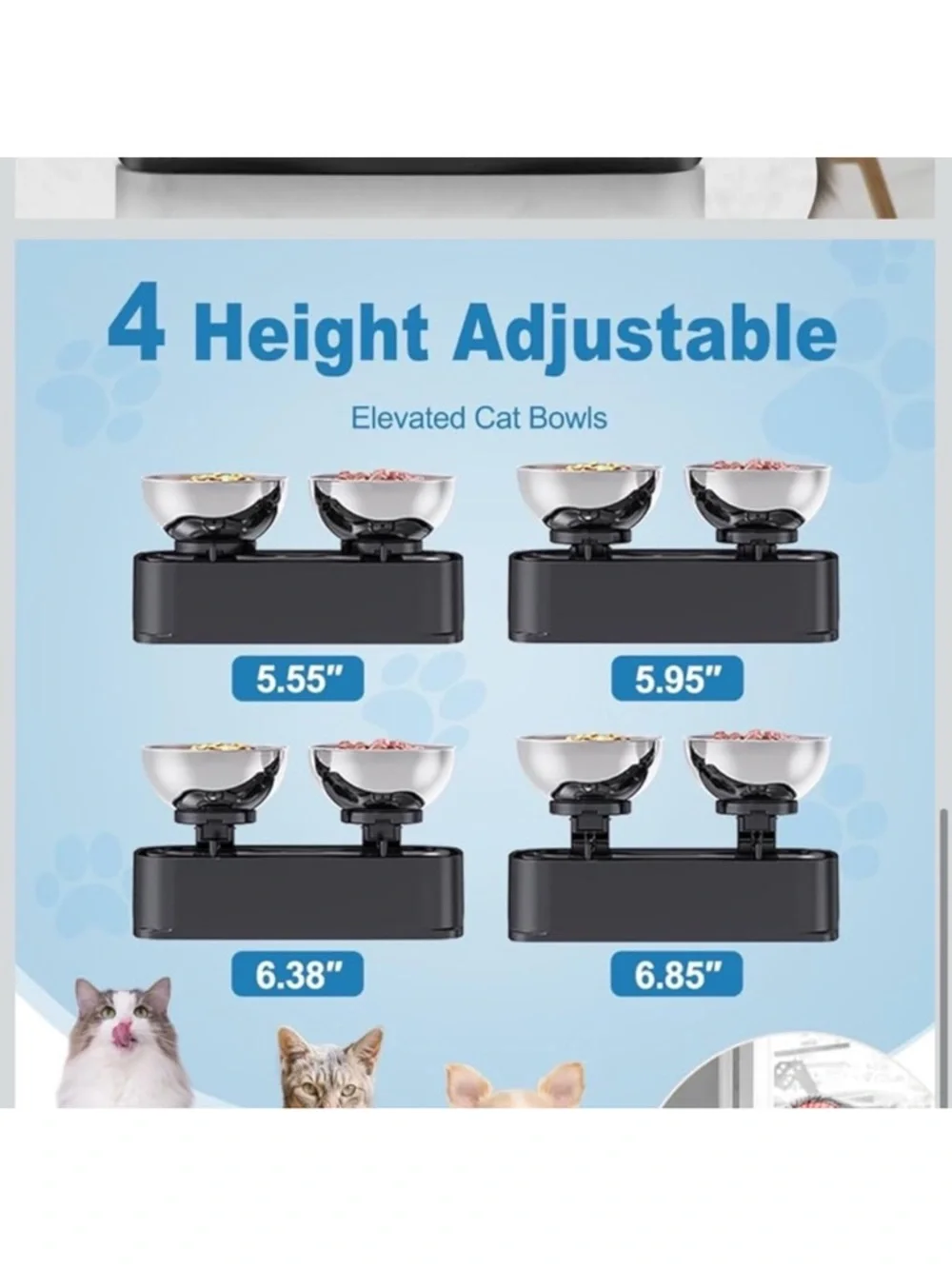 Adjustable Height and Tilt Double Pet Bowl Set